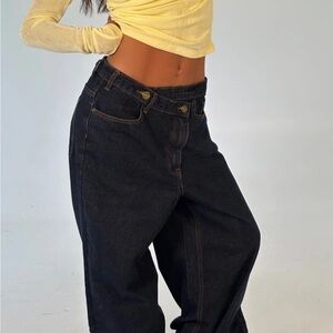 Lioness Blue Crush Low Rise Wide Leg Jeans Indigo US 4